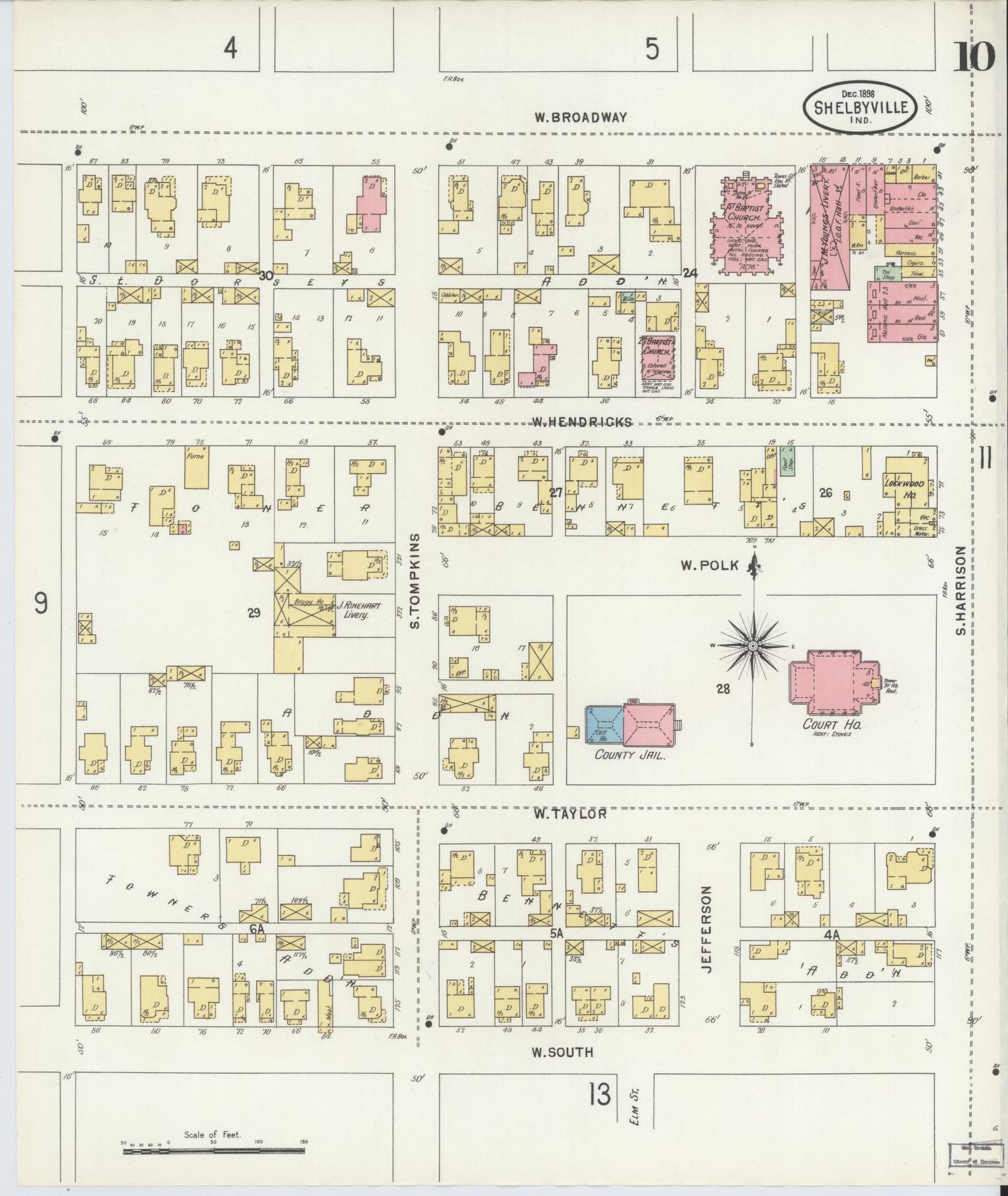 Sanborn Fire Insurance Map from Shelbyville, Shelby County, Indiana (1898), Sheet #0010 - Complete Map Set gallery image, historic Sanborn map, vintage wall art, Indiana Indiana