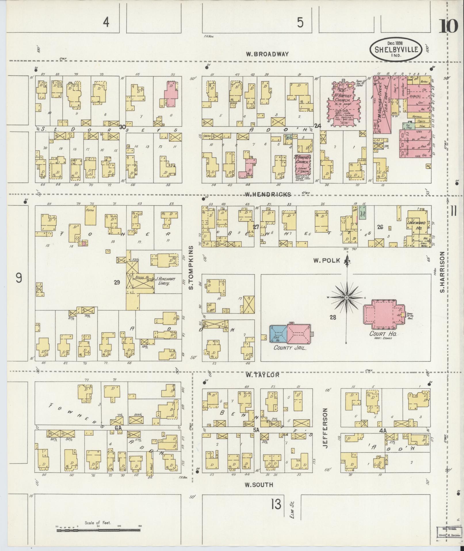 Sanborn Fire Insurance Map from Shelbyville, Shelby County, Indiana (1898), Sheet #0010 - Complete Map Set gallery image, historic Sanborn map, vintage wall art, Indiana Indiana