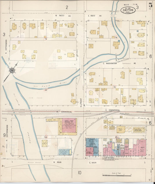 Sanborn Fire Insurance Map from Dayton, Columbia County, Washington (1943), Sheet #0005 - Historic Sanborn Fire Insurance Map Print, vintage old map wall art, antique decor, genealogy gift, Washington Washington map