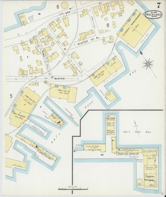 Sanborn Fire Insurance Map from Rockland, Knox County, Maine (1896), Sheet #0007 - Historic Sanborn Fire Insurance Map Print, vintage old map wall art, antique decor, genealogy gift, Maine Maine map