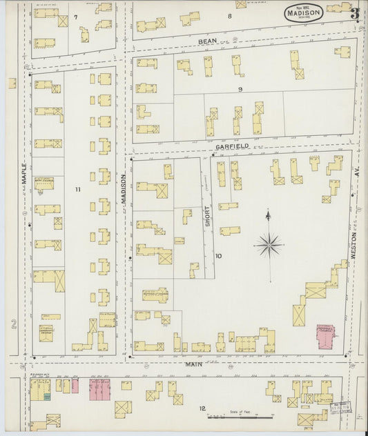 Sanborn Fire Insurance Map from Madison, Somerset County, Maine (1892), Sheet #0003 - Historic Sanborn Fire Insurance Map Print, vintage old map wall art, antique decor, genealogy gift, Maine Maine map