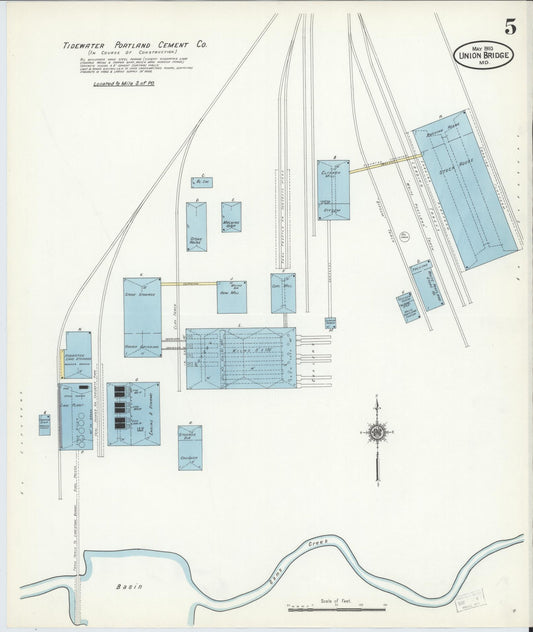 Sanborn Fire Insurance Map from Union Bridge, Carroll County, Maryland (1910), Sheet #0005 - Historic Sanborn Fire Insurance Map Print, vintage old map wall art