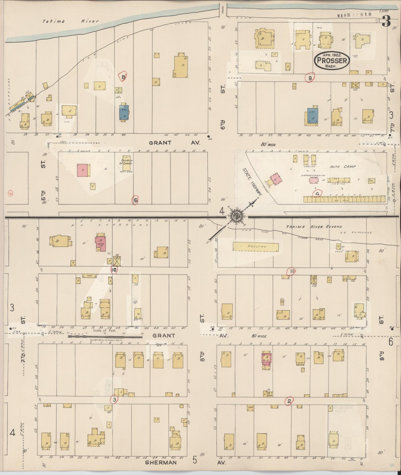 Sanborn Fire Insurance Map from Prosser, Benton County, Washington (1944), Sheet #0003 - Complete Map Set gallery image, historic Sanborn map, vintage wall art, Washington Washington
