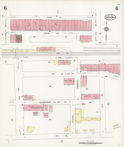 Sanborn Fire Insurance Map from Hickory, Catawba County, North Carolina (1925), Sheet #0006 - Complete Map Set gallery image, historic Sanborn map, vintage wall art, North Carolina North Carolina