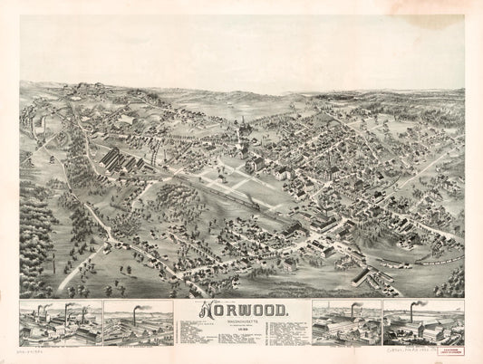 Norwood, Massachusetts. (1882) – Historic Bird’s-Eye View Panorama Print