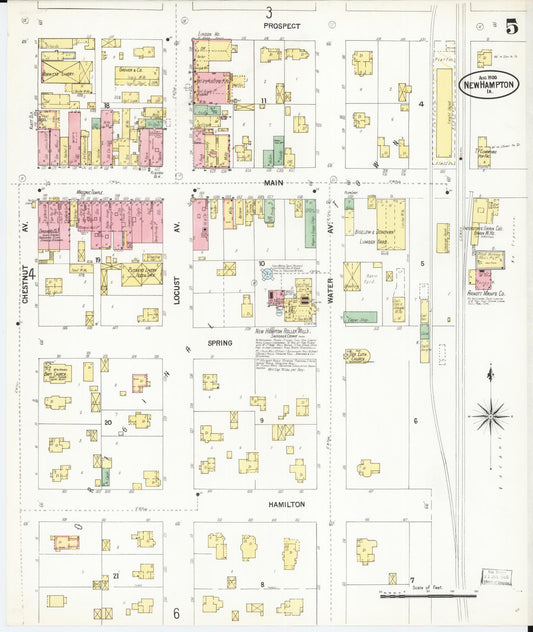 Sanborn Fire Insurance Map from New Hampton, Chickasaw County, Iowa (1900), Sheet #0005 - Historic Sanborn Fire Insurance Map Print, vintage old map wall art