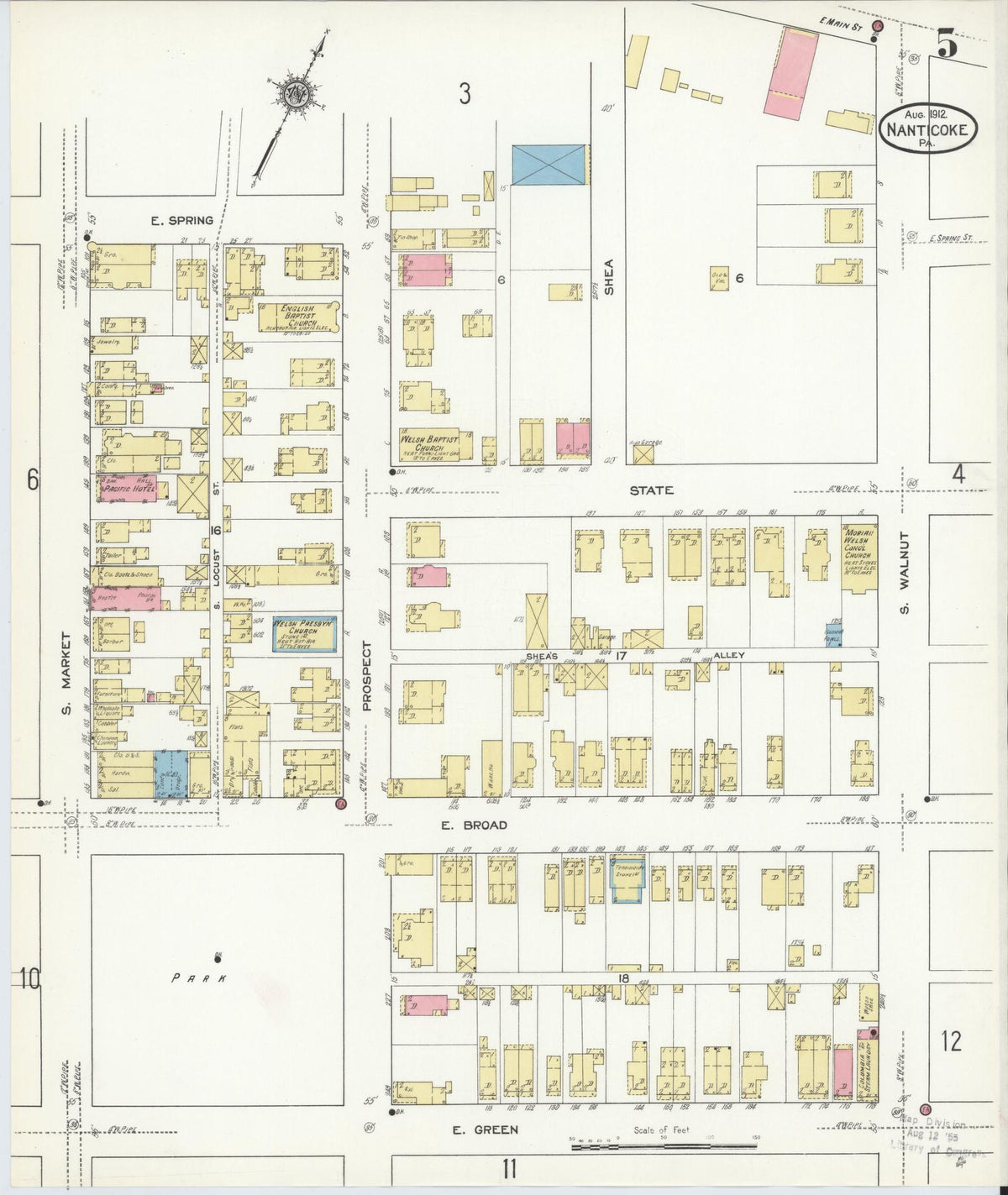 Sanborn Fire Insurance Map from Nanticoke, Luzerne County, Pennsylvania (1912), Sheet #0005 - Complete Map Set gallery image, historic Sanborn map, vintage wall art, Pennsylvania Pennsylvania