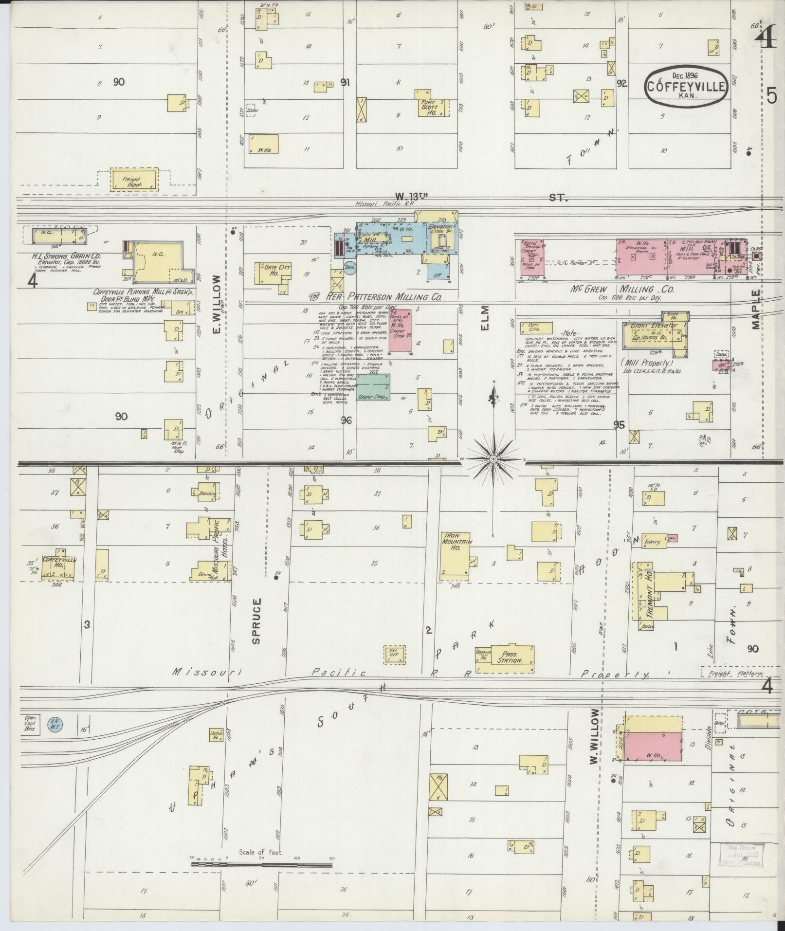 Sanborn Fire Insurance Map from Coffeyville, Montgomery County, Kansas (1896), Sheet #0004 - Complete Map Set gallery image, historic Sanborn map, vintage wall art, Kansas Kansas
