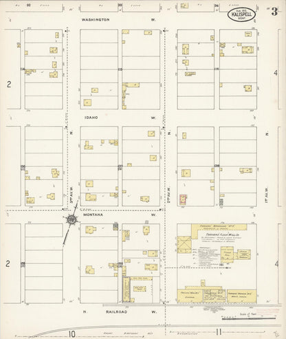 Sanborn Fire Insurance Map from Kalispell, Flathead County, Montana (1910), Sheet #0003 - Complete Map Set gallery image, historic Sanborn map, vintage wall art, Montana Montana