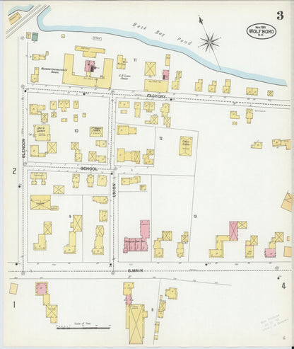 Sanborn Fire Insurance Map from Wolfeboro, Carroll County, New Hampshire (1901), Sheet #0003 - Complete Map Set gallery image, historic Sanborn map, vintage wall art, New Hampshire New Hampshire
