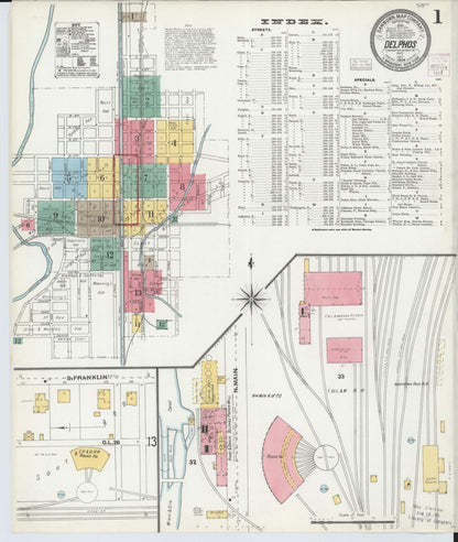 Sanborn Fire Insurance Map from Delphos, Van Wert And Allen Counties, Ohio (1904), Sheet #0001 - Historic Sanborn Fire Insurance Map Print, vintage old map wall art, antique decor, genealogy gift, Ohio Ohio map