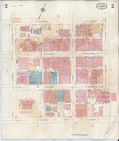 Sanborn Fire Insurance Map from Camden, Ouachita County, Arkansas (1948), Sheet #0002 - Complete Map Set gallery image, historic Sanborn map, vintage wall art, Arkansas Arkansas
