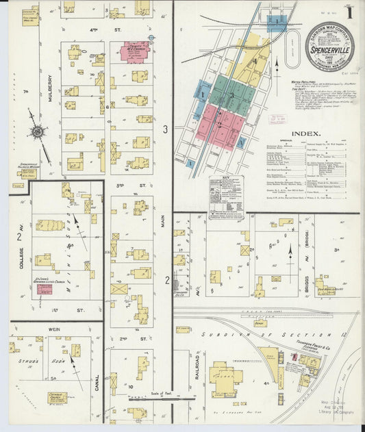 Sanborn Fire Insurance Map from Spencerville, Allen County, Ohio (1911), Sheet #0001 - Historic Sanborn Fire Insurance Map Print, vintage old map wall art, antique decor, genealogy gift, Ohio Ohio map