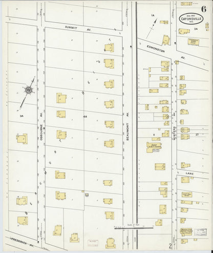 Sanborn Fire Insurance Map from Catonsville, Baltimore County, Maryland (1910), Sheet #0006 - Complete Map Set gallery image, historic Sanborn map, vintage wall art, Maryland Maryland