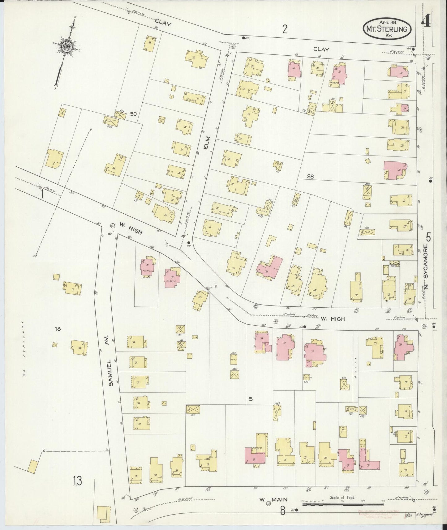 Sanborn Fire Insurance Map from Mount Sterling, Montgomery County, Kentucky (1914), Sheet #0004 - Complete Map Set gallery image, historic Sanborn map, vintage wall art, Kentucky Kentucky