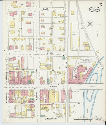 Sanborn Fire Insurance Map from Mount Vernon, Knox County, Ohio (1892), Sheet #0002 - Historic Sanborn Fire Insurance Map Print, vintage old map wall art, antique decor, genealogy gift, Ohio Ohio map
