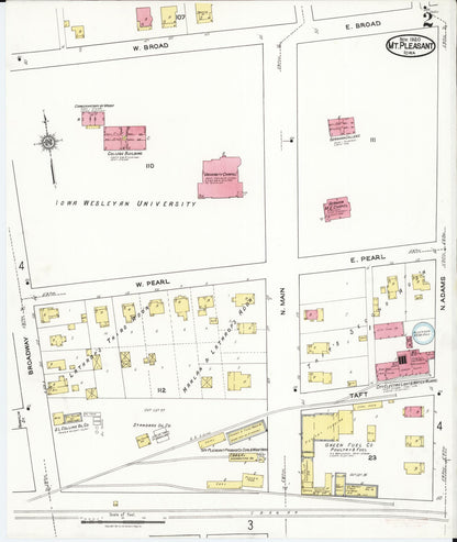 Sanborn Fire Insurance Map from Mount Pleasant, Henry County, Iowa (1920), Sheet #0002 - Historic Sanborn Fire Insurance Map Print
