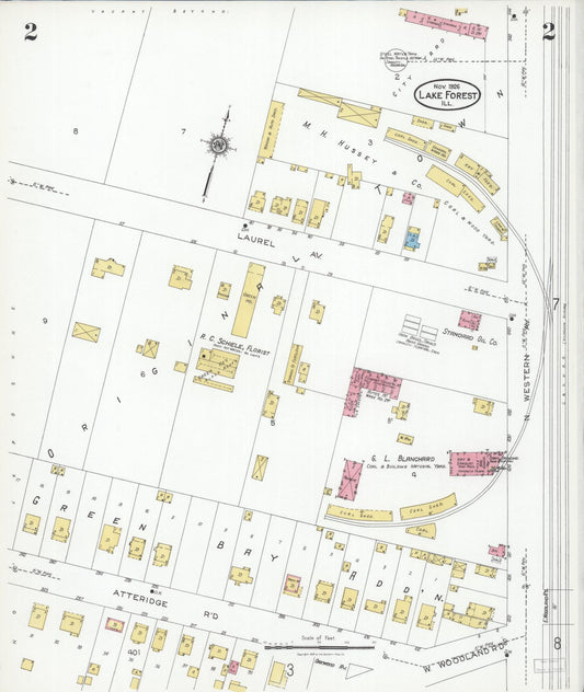 Sanborn Fire Insurance Map from Lake Forest, Lake County, Illinois (1926), Sheet #0002 - Historic Sanborn Fire Insurance Map Print, vintage old map wall art, antique decor, genealogy gift, Illinois Illinois map