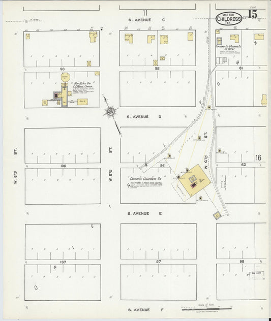 Sanborn Fire Insurance Map from Childress, Childress County, Texas (1921), Sheet #0015 - Historic Sanborn Fire Insurance Map Print, vintage old map wall art, antique decor, genealogy gift, Texas Texas map