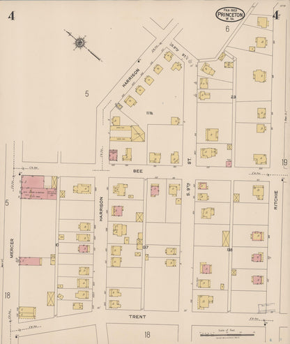 Sanborn Fire Insurance Map from Princeton, Mercer County, West Virginia (1923), Sheet #0004 - Complete Map Set gallery image, historic Sanborn map, vintage wall art, West Virginia West Virginia
