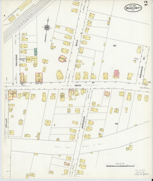 Sanborn Fire Insurance Map from Mount Jewett, McKean County, Pennsylvania (1909), Sheet #0002 - Historic Sanborn Fire Insurance Map Print, vintage old map wall art, antique decor, genealogy gift, Pennsylvania Pennsylvania map