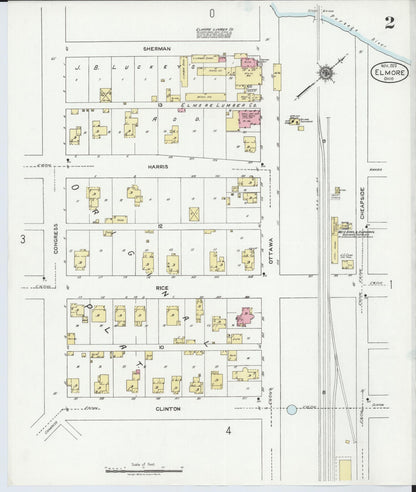 Sanborn Fire Insurance Map from Elmore, Ottawa County, Ohio (1920), Sheet #0002 - Historic Sanborn Fire Insurance Map Print, vintage old map wall art, antique decor, genealogy gift, Ohio Ohio map