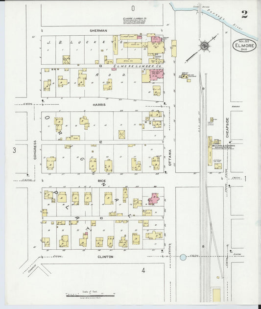 Sanborn Fire Insurance Map from Elmore, Ottawa County, Ohio (1920), Sheet #0002 - Historic Sanborn Fire Insurance Map Print, vintage old map wall art, antique decor, genealogy gift, Ohio Ohio map