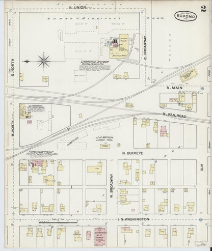 Sanborn Fire Insurance Map from Kokomo, Howard County, Indiana (1889), Sheet #0002 - Historic Sanborn Fire Insurance Map Print, vintage old map wall art, antique decor, genealogy gift, Indiana Indiana map