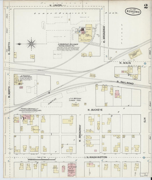 Sanborn Fire Insurance Map from Kokomo, Howard County, Indiana (1889), Sheet #0002 - Historic Sanborn Fire Insurance Map Print, vintage old map wall art, antique decor, genealogy gift, Indiana Indiana map