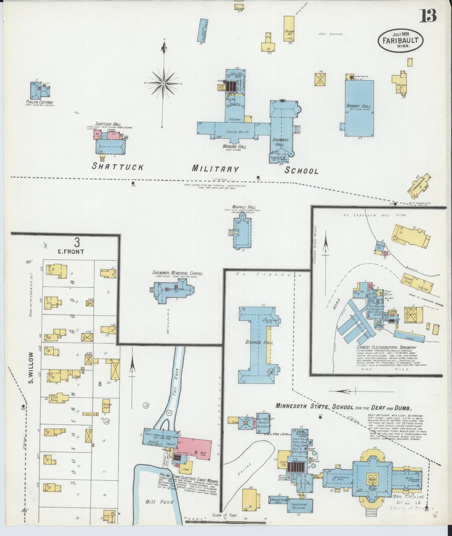 Sanborn Fire Insurance Map from Faribault, Rice County, Minnesota (1899), Sheet #0013 - Complete Map Set gallery image, historic Sanborn map, vintage wall art, Minnesota Minnesota