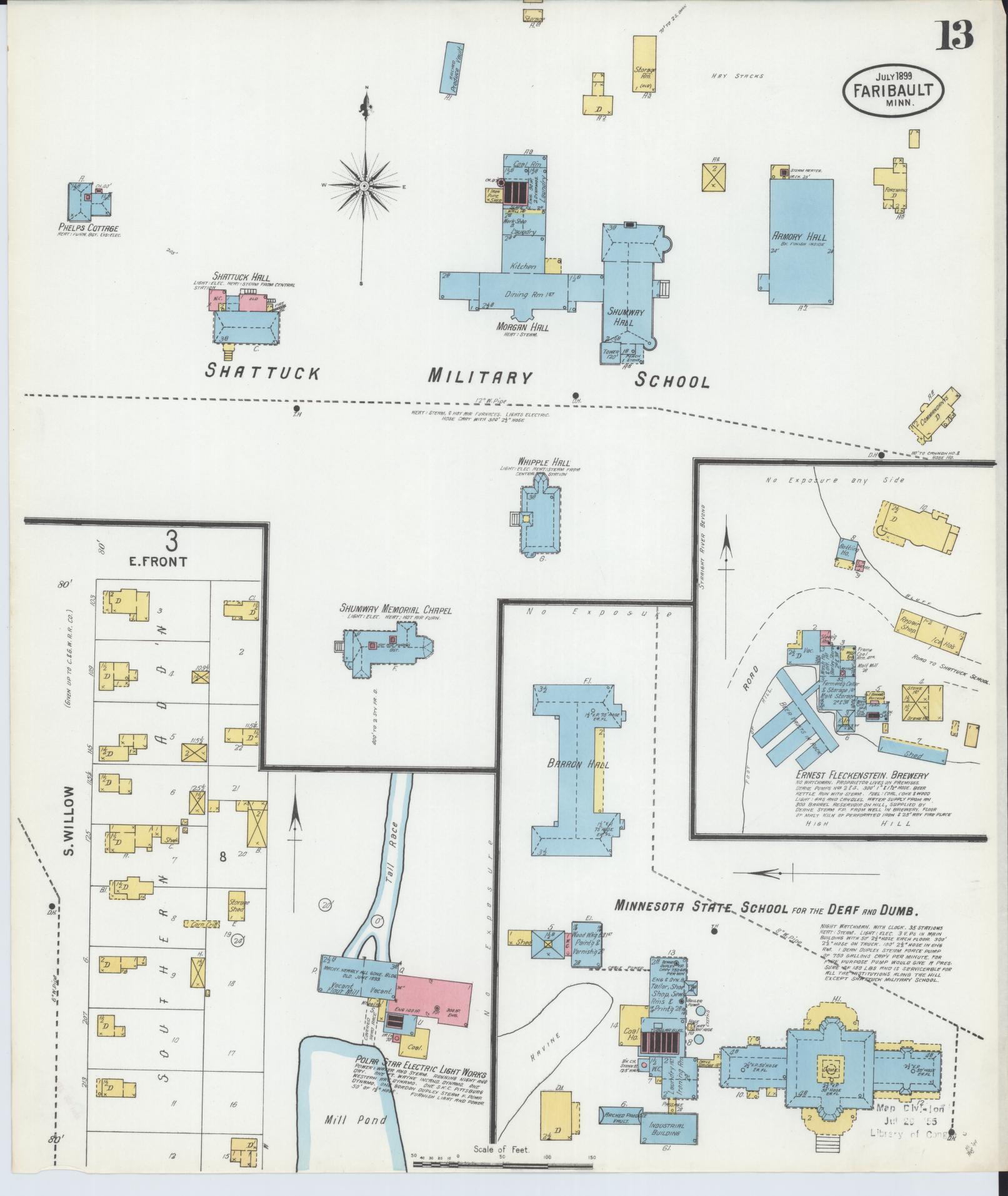 Sanborn Fire Insurance Map from Faribault, Rice County, Minnesota (1899), Sheet #0013 - Complete Map Set gallery image, historic Sanborn map, vintage wall art, Minnesota Minnesota