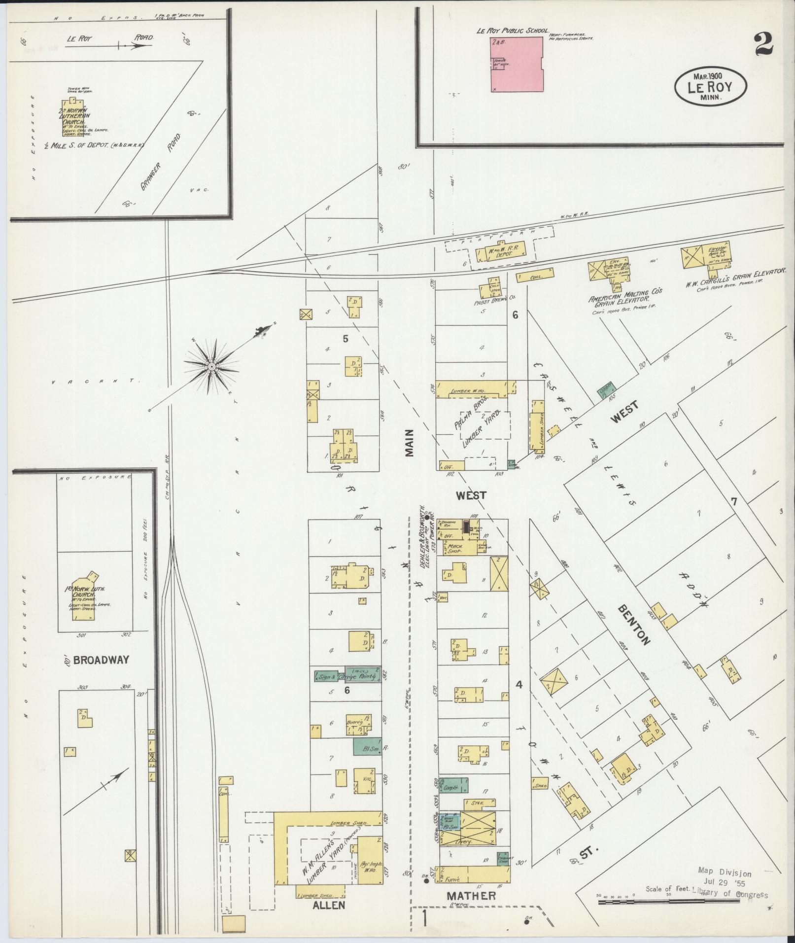 Sanborn Fire Insurance Map from Le Roy, Mower County, Minnesota (1900), Sheet #0002 - Historic Sanborn Fire Insurance Map Print, vintage old map wall art, antique decor, genealogy gift, Minnesota Minnesota map