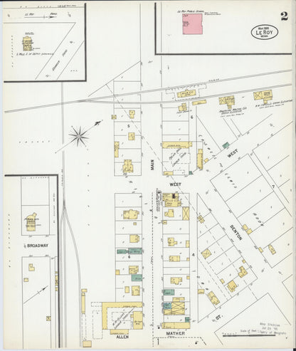 Sanborn Fire Insurance Map from Le Roy, Mower County, Minnesota (1900), Sheet #0002 - Historic Sanborn Fire Insurance Map Print, vintage old map wall art, antique decor, genealogy gift, Minnesota Minnesota map
