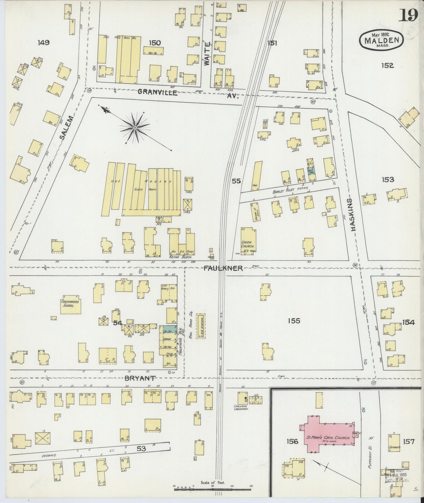 Sanborn Fire Insurance Map from Malden, Middlesex County, Massachusetts (1892), Sheet #0019 - Complete Map Set gallery image, historic Sanborn map, vintage wall art, Massachusetts Massachusetts
