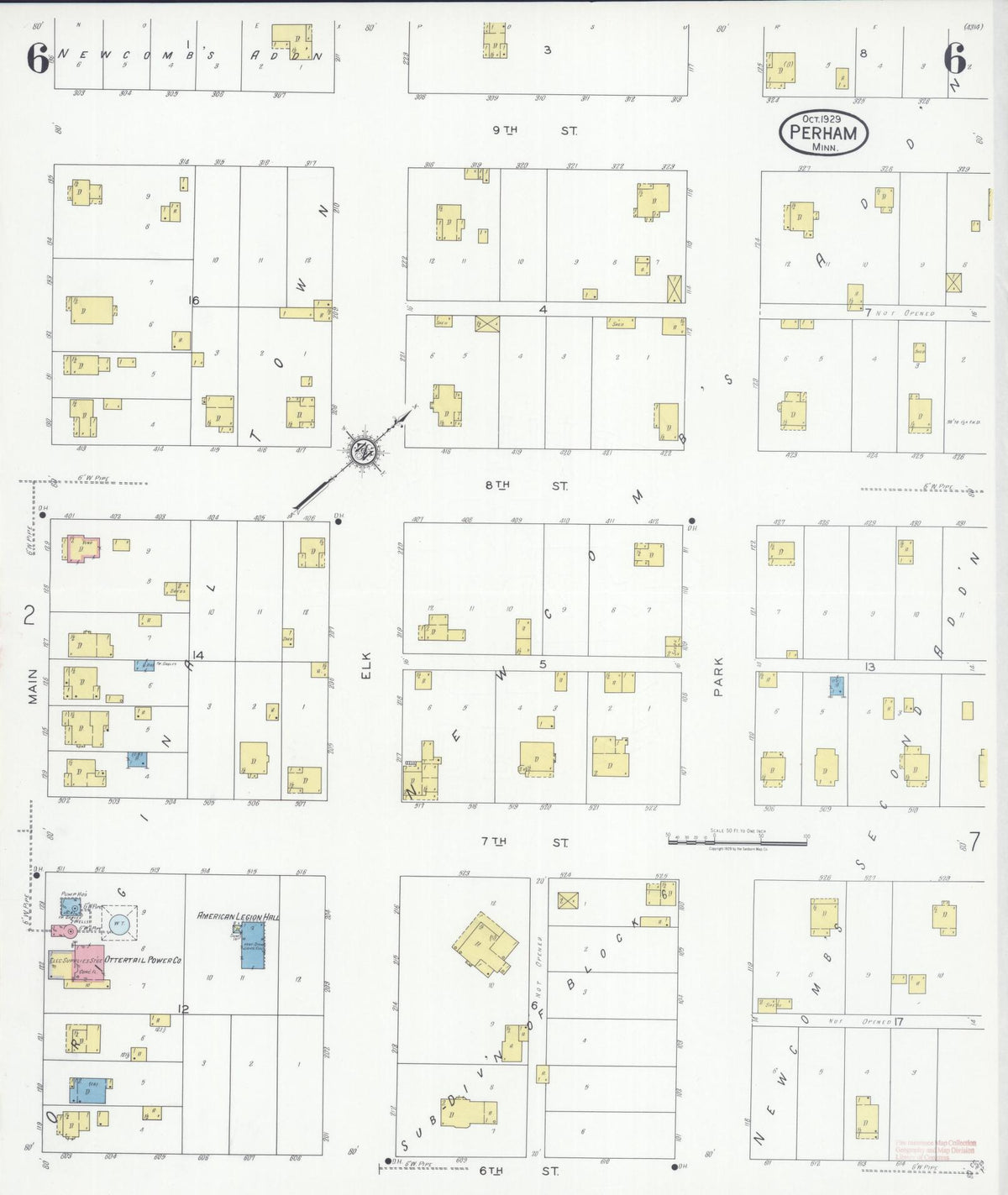 Sanborn Fire Insurance Map from Perham, Otter Tail County, Minnesota (1929), Sheet #0006 - Historic Sanborn Fire Insurance Map Print, vintage old map wall art, antique decor, genealogy gift, Minnesota Minnesota map