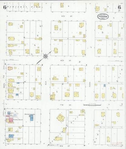 Sanborn Fire Insurance Map from Perham, Otter Tail County, Minnesota (1929), Sheet #0006 - Historic Sanborn Fire Insurance Map Print, vintage old map wall art, antique decor, genealogy gift, Minnesota Minnesota map