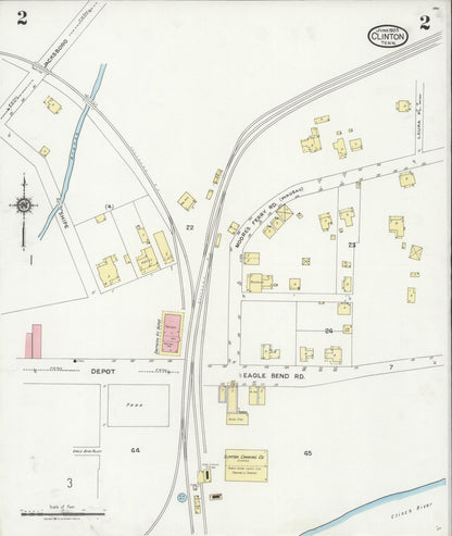 Sanborn Fire Insurance Map from Clinton, Anderson County, Tennessee (1925), Sheet #0002 - Complete Map Set gallery image, historic Sanborn map, vintage wall art, Tennessee Tennessee