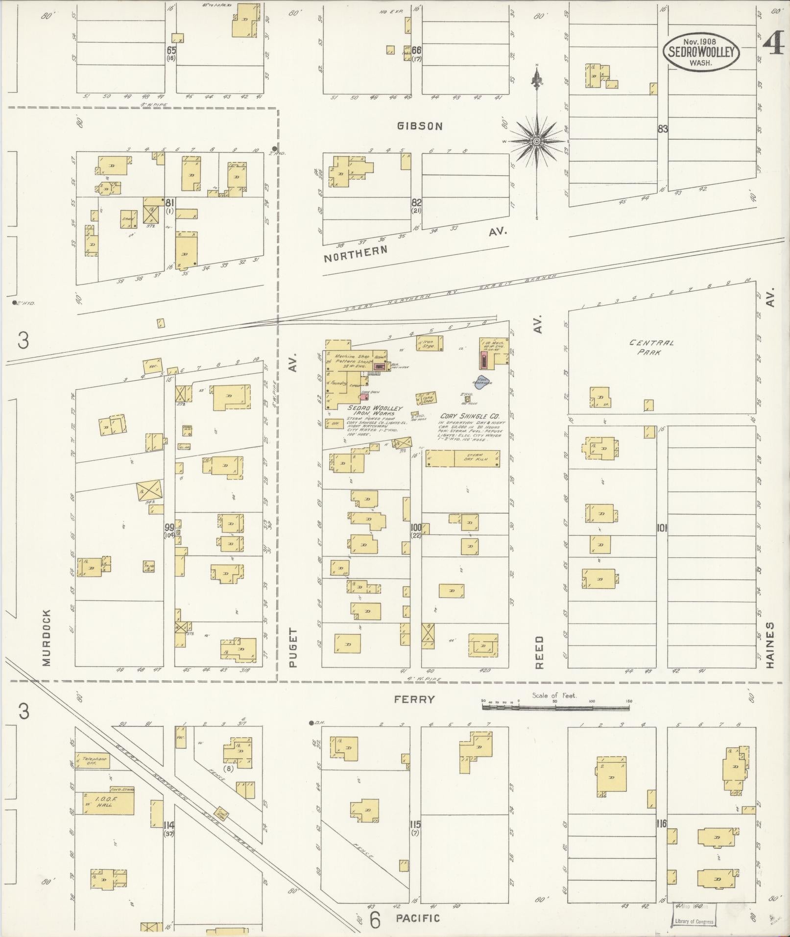 Sanborn Fire Insurance Map from Sedro Woolley, Skagit County, Washington (1907), Sheet #0004 - Complete Map Set gallery image, historic Sanborn map, vintage wall art, Washington Washington