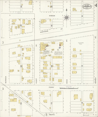 Sanborn Fire Insurance Map from Sedro Woolley, Skagit County, Washington (1907), Sheet #0004 - Complete Map Set gallery image, historic Sanborn map, vintage wall art, Washington Washington
