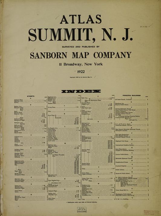 Sanborn Fire Insurance Map from Summit, Union County, New Jersey. (1922) – Historic Sanborn Fire Insurance Map Print