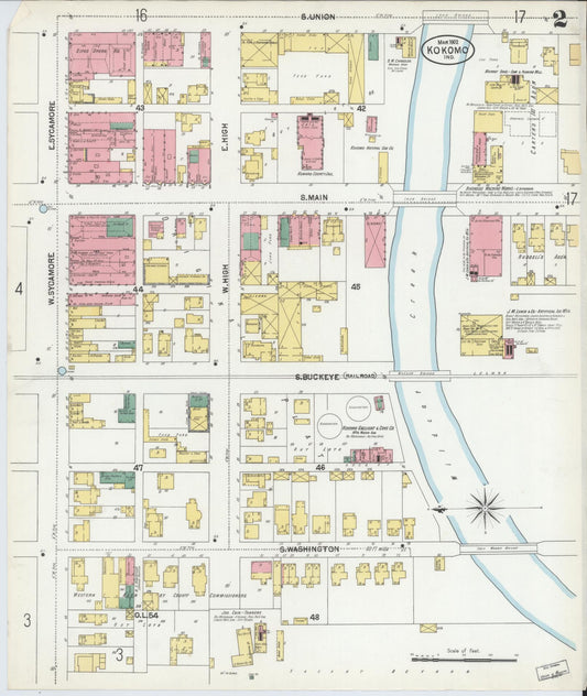 Sanborn Fire Insurance Map from Kokomo, Howard County, Indiana (1902), Sheet #0002 - Historic Sanborn Fire Insurance Map Print, vintage old map wall art, antique decor, genealogy gift, Indiana Indiana map