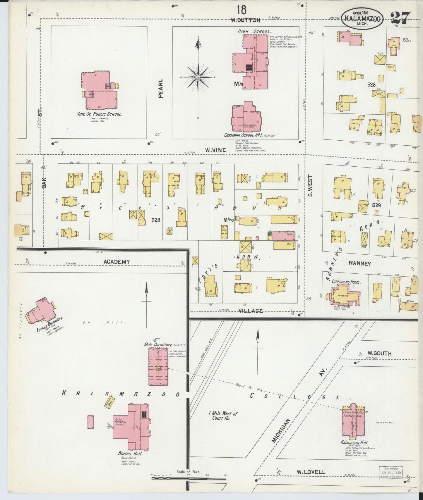 Sanborn Fire Insurance Map from Kalamazoo, Kalamazoo County, Michigan (1902), Sheet #0027 - Complete Map Set gallery image, historic Sanborn map, vintage wall art, Michigan Michigan