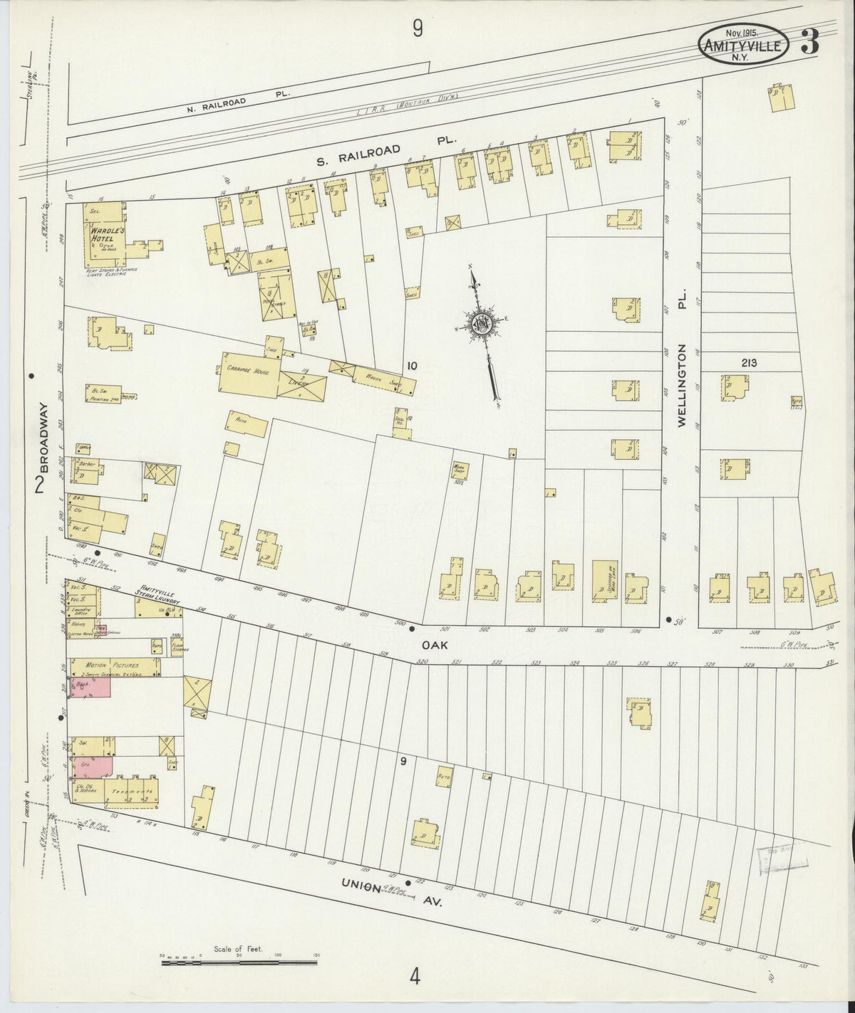 Sanborn Fire Insurance Map from Amityville, Suffolk County, New York (1915), Sheet #0003 - Complete Map Set gallery image, historic Sanborn map, vintage wall art, New York New York