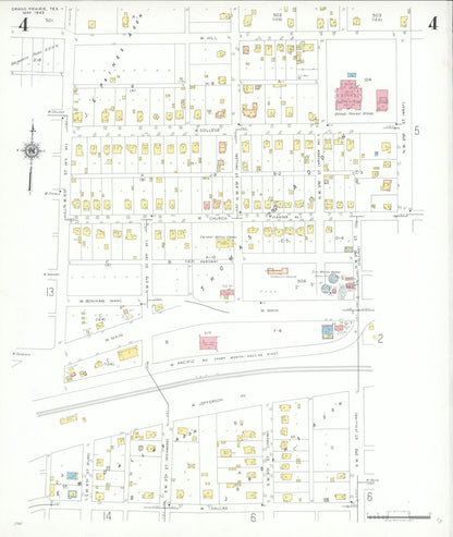 Sanborn Fire Insurance Map from Grand Prairie, Dallas County, Texas (1943), Sheet #0004 - Historic Sanborn Fire Insurance Map Print, vintage old map wall art, antique decor, genealogy gift, Texas Texas map