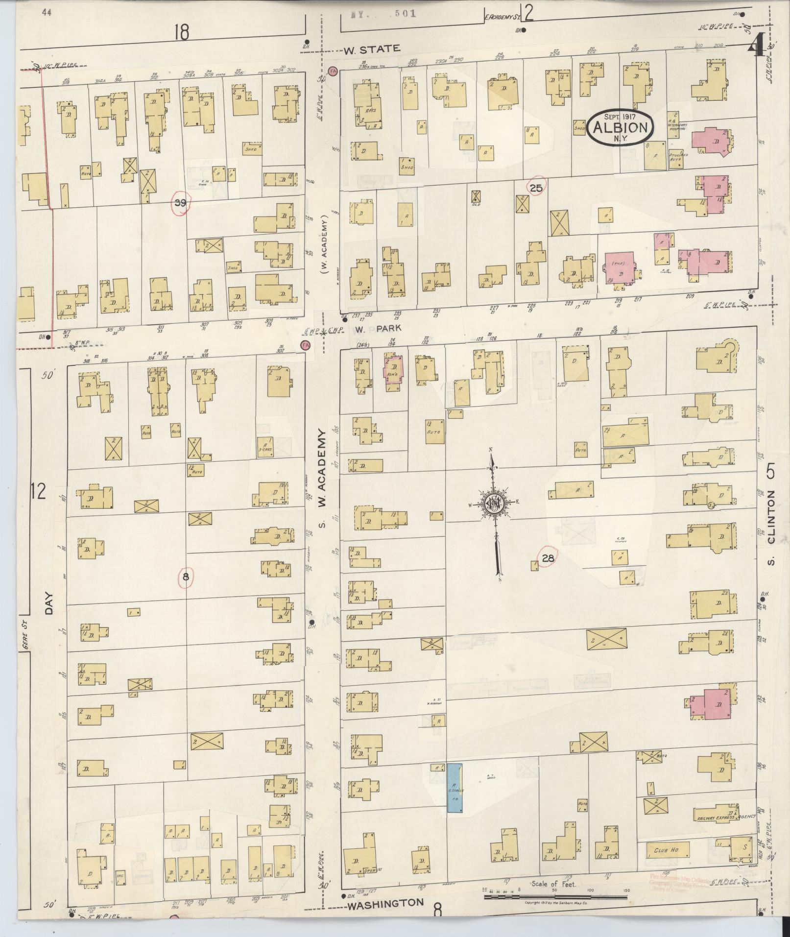 Sanborn Fire Insurance Map from Albion, Orleans County, New York (1941), Sheet #0004 - Complete Map Set gallery image, historic Sanborn map, vintage wall art, New York New York