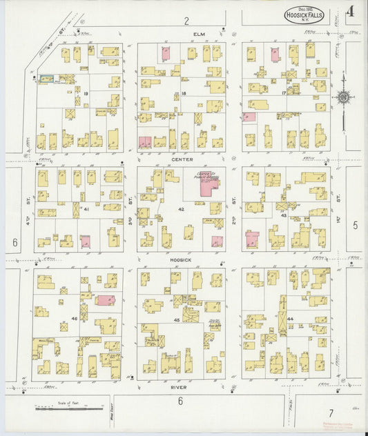 Sanborn Fire Insurance Map from Hoosick Falls, Rensselaer County, New York (1910), Sheet #0004 - Historic Sanborn Fire Insurance Map Print, vintage old map wall art, antique decor, genealogy gift, New York New York map