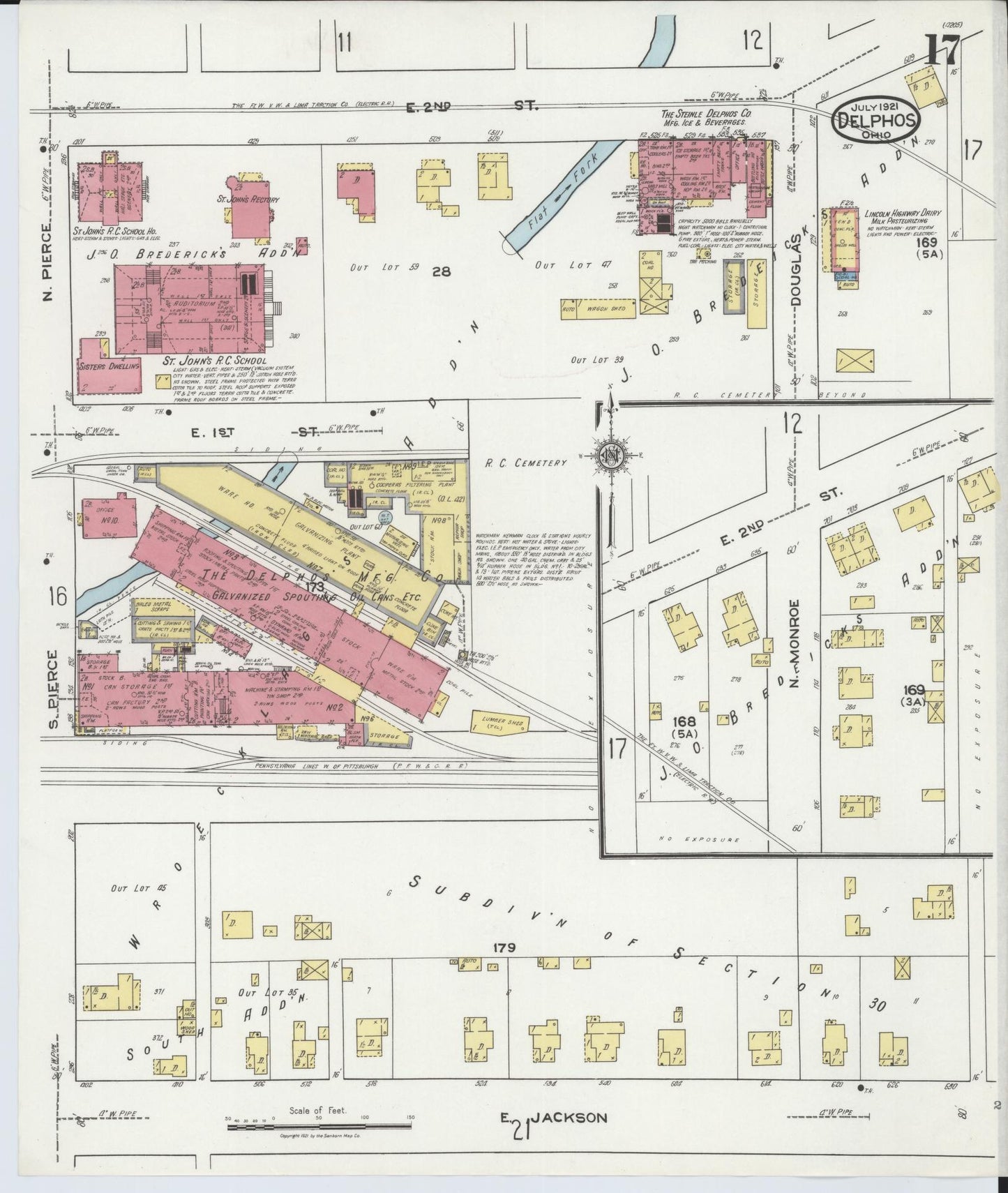 Sanborn Fire Insurance Map from Delphos, Van Wert And Allen Counties, Ohio (1921), Sheet #0017 - Historic Sanborn Fire Insurance Map Print, vintage old map wall art, antique decor, genealogy gift, Ohio Ohio map