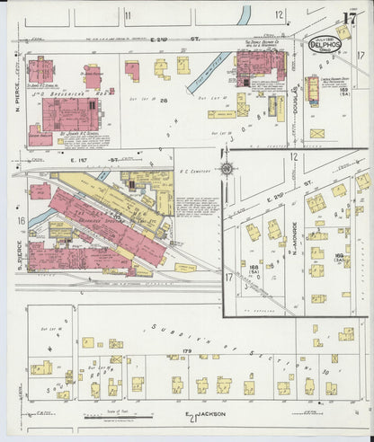 Sanborn Fire Insurance Map from Delphos, Van Wert And Allen Counties, Ohio (1921), Sheet #0017 - Historic Sanborn Fire Insurance Map Print, vintage old map wall art, antique decor, genealogy gift, Ohio Ohio map
