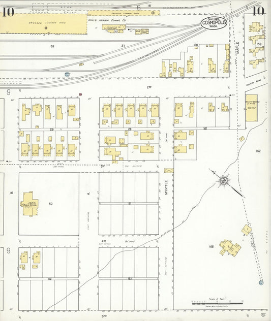 Sanborn Fire Insurance Map from Cosmopolis, Grays Harbor County, Washington (1926), Sheet #0010 - Historic Sanborn Fire Insurance Map Print, vintage old map wall art, antique decor, genealogy gift, Washington Washington map