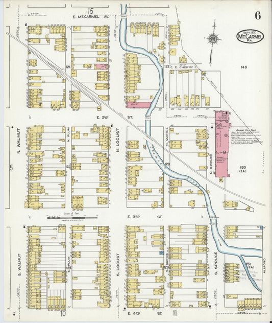 Sanborn Fire Insurance Map from Mount Carmel, Northumberland County, Pennsylvania (1920), Sheet #0006 - Historic Sanborn Fire Insurance Map Print, vintage old map wall art, antique decor, genealogy gift, Pennsylvania Pennsylvania map